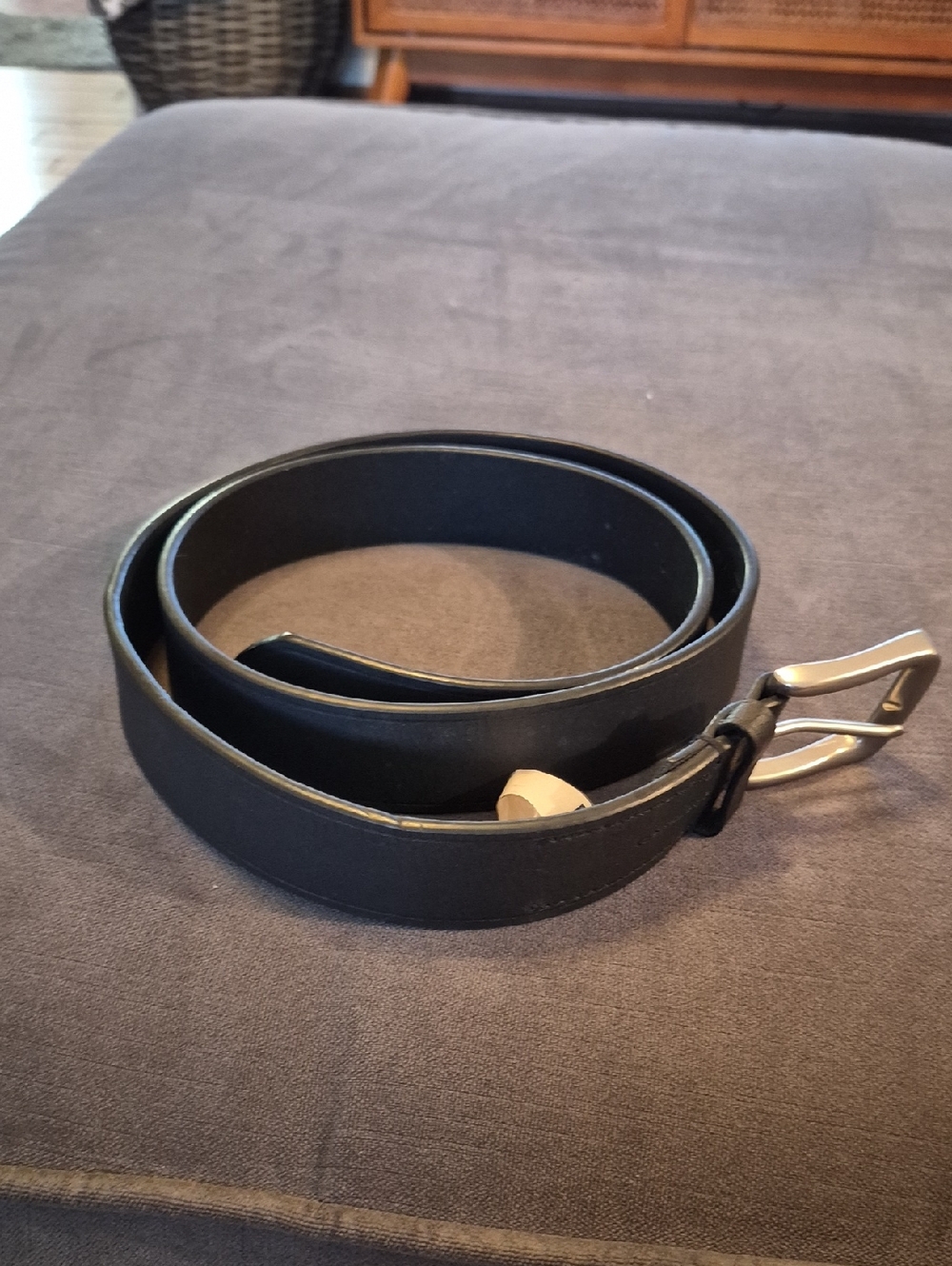 Chaps‎ Black Leather Belt with Silver-Tone Buckle